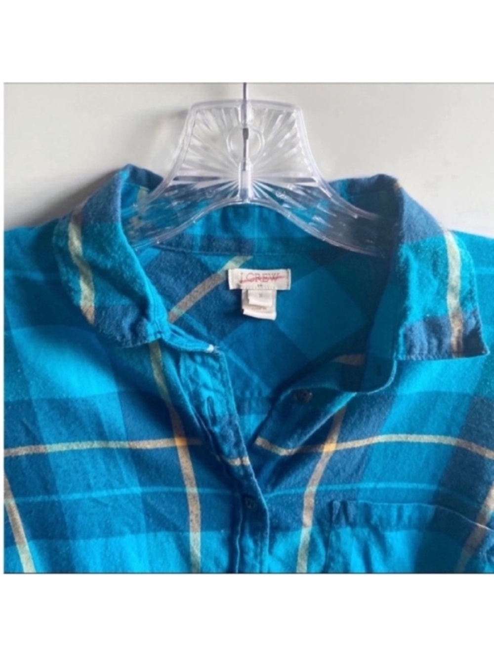 J. Crew Factory shirt blue plaid button down flannel - Picture 5 of 8
